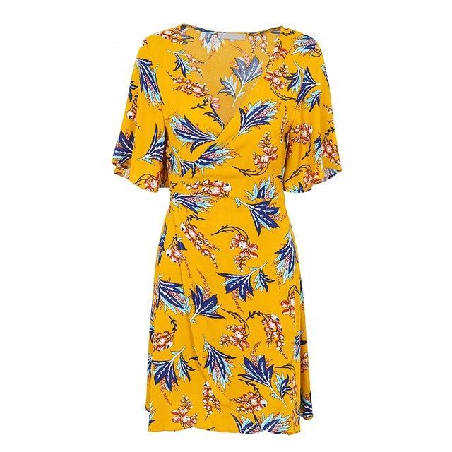 Casual Hawaiian boho wrap summer dress