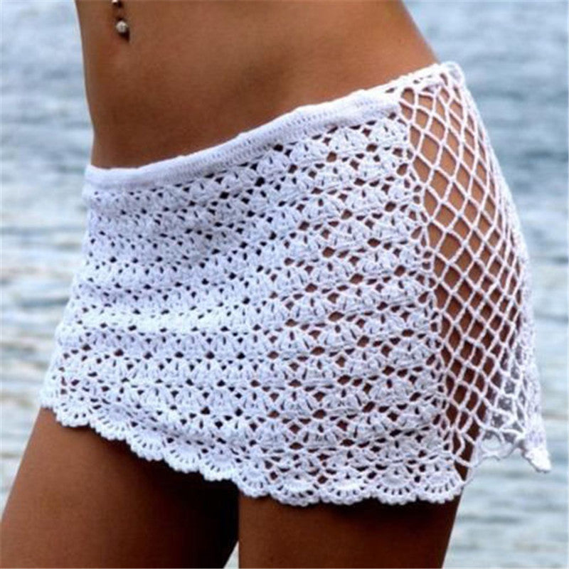 White Knit Beach Cover Up Skirt