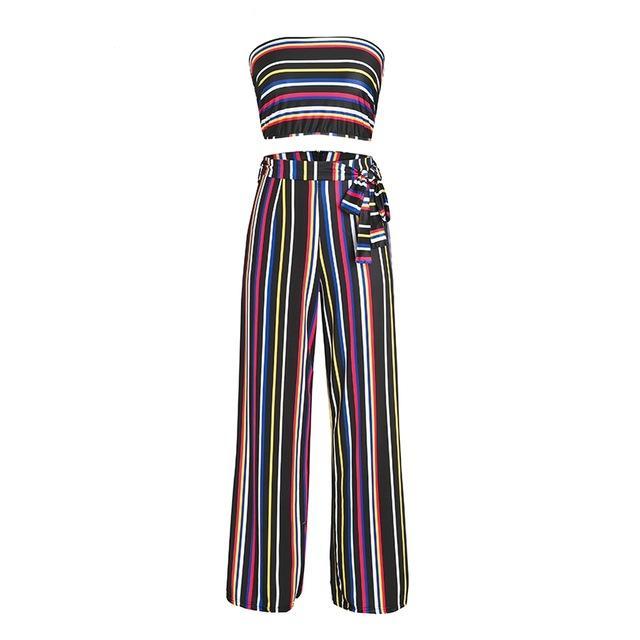 sexy Boho two-piece stripe jumpsuit