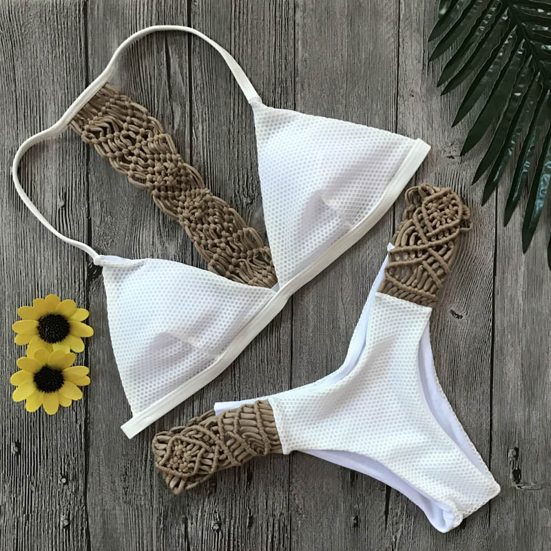 Vacation High waist brazilian bandeau bikini set