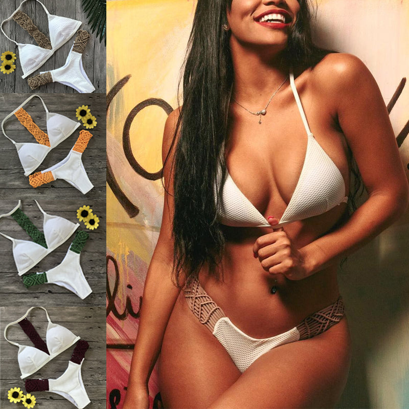 Vacation High waist brazilian bandeau bikini set