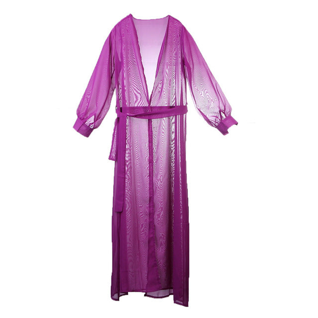 Long sleeve sheer Beach Cover up