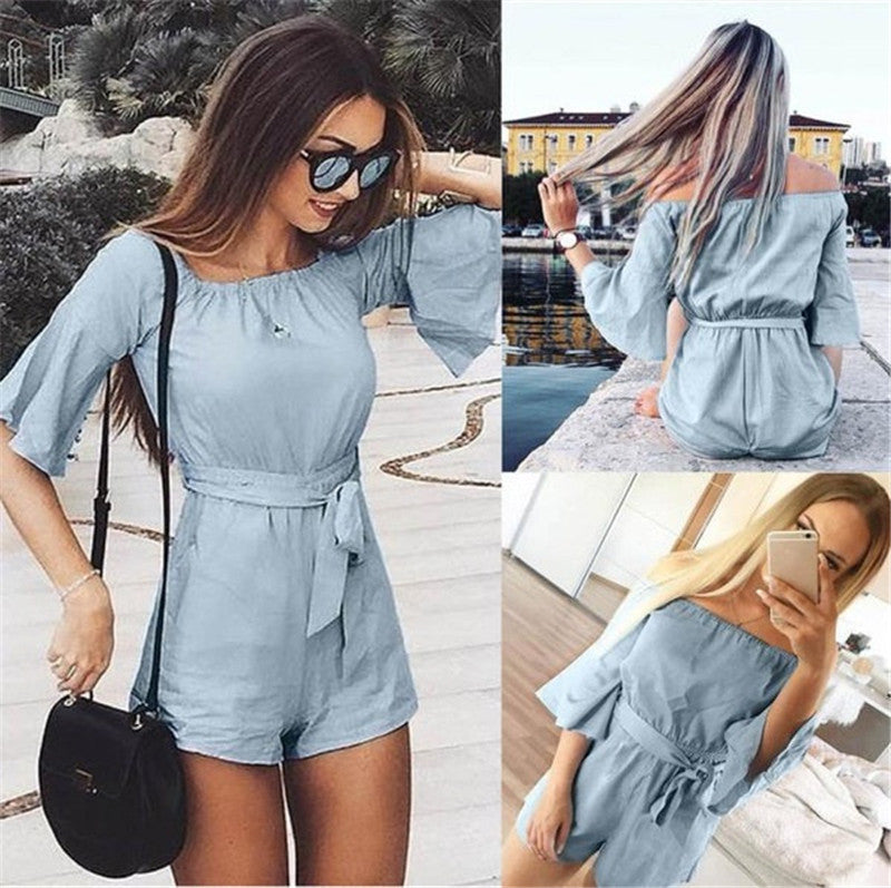 Summer Off the Shoulder Casual Shorts Romper
