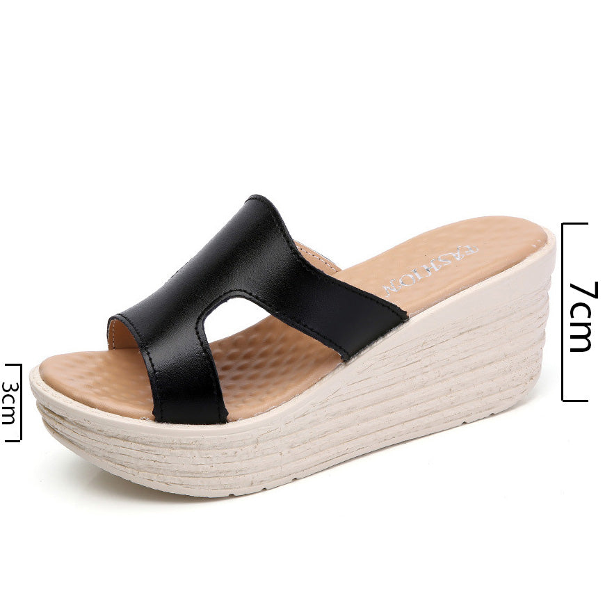 Summer Beach Wedge Slip ons / Leather