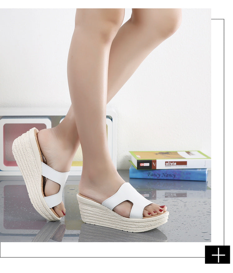Summer Beach Wedge Slip ons / Leather