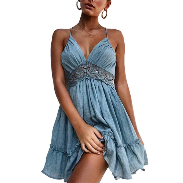 Bohemian Lace Sexy Backless Beach Mini