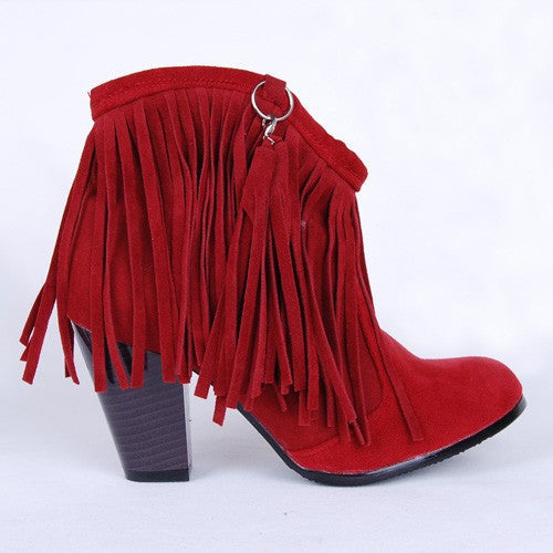Tassels Fringe Chunky Cowboy Booties