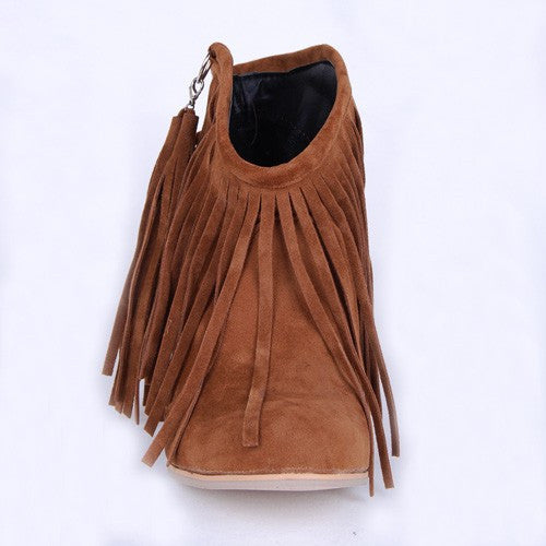 Tassels Fringe Chunky Cowboy Booties