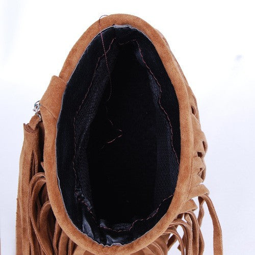 Tassels Fringe Chunky Cowboy Booties