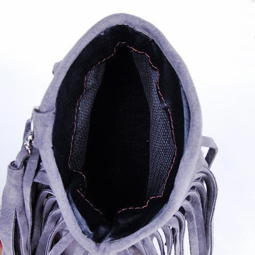 Tassels Fringe Chunky Cowboy Booties