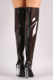 Pointy Toe Transparent Lucite Heeled Over-The-Knee Boots