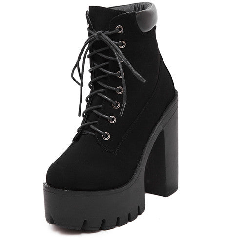 Spring Fashionable Platform Womens lace up Ankle Boots