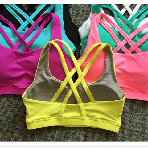 Lace-up and Grid Style Women Running Fitness yoga / sports bra