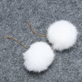 Trendy Long Large Fur Pom Pom Ball Earrings