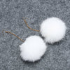 Trendy Long Large Fur Pom Pom Ball Earrings