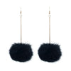 Trendy Long Large Fur Pom Pom Ball Earrings