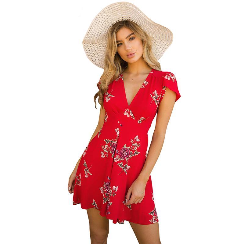Lovely Floral  Boho Mini Beach Dress