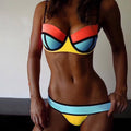 Sexy Color Block Bikini with Push Up Bra