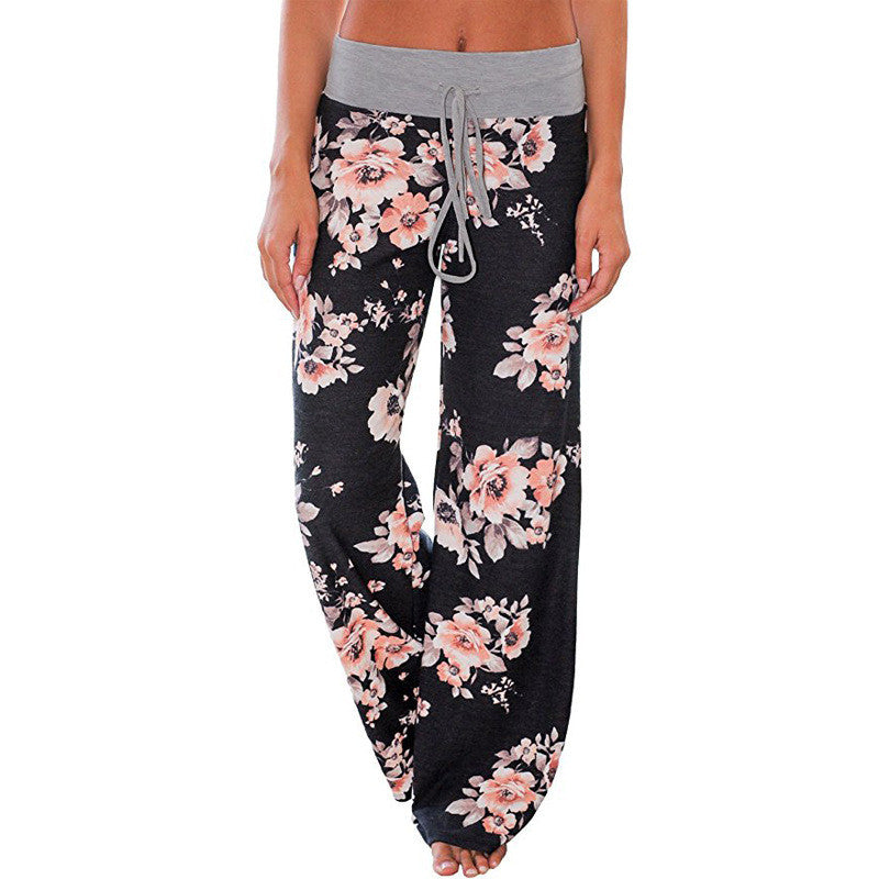 Womens Cozy Print Floral Sweatpants