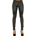 Sexy Women Faux Leather Bodycon Black Stretch  Zipper Pants
