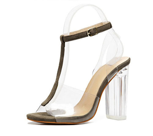 Sexy Clear Strap  PVC Clear Crystal Heels