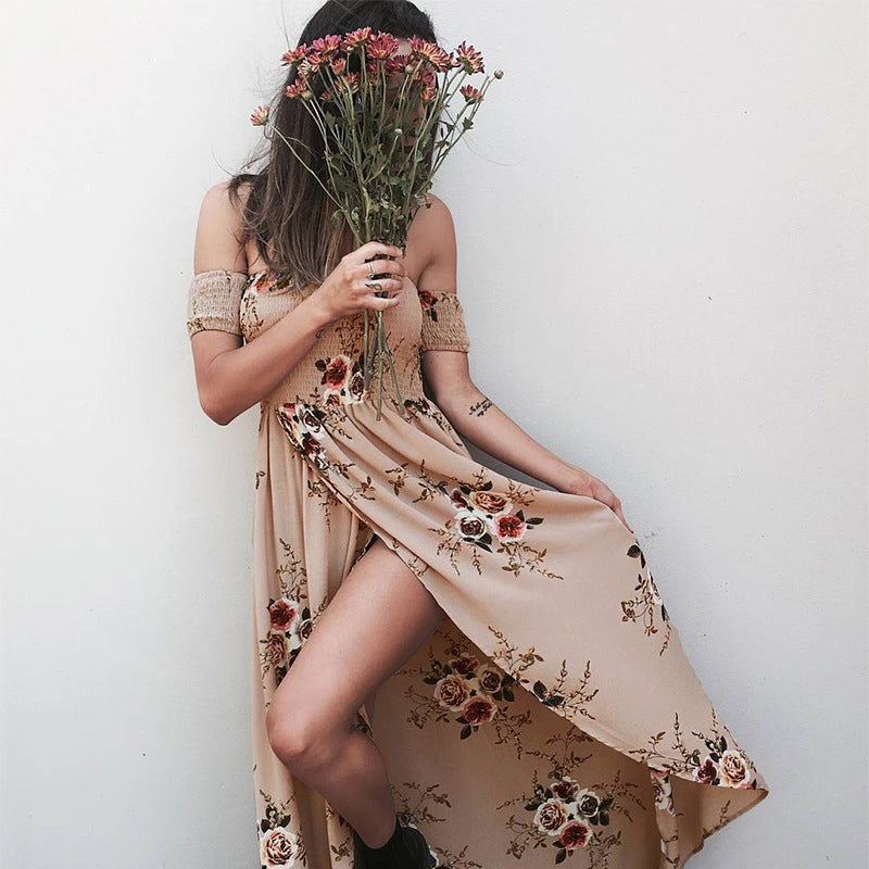 sexy side split off shoulder  Spring / summer maxi Dress