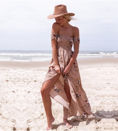 sexy side split off shoulder  Spring / summer maxi Dress