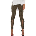 Suede Lace Up Pants Bandage Leggings