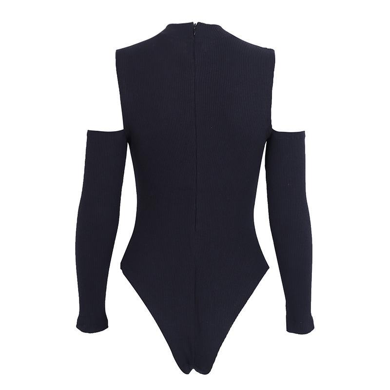 Sexy cold shoulder knitting bodysuit
