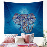 Blue Boho Elephant Tapestry Wall Hanging / Home Decor
