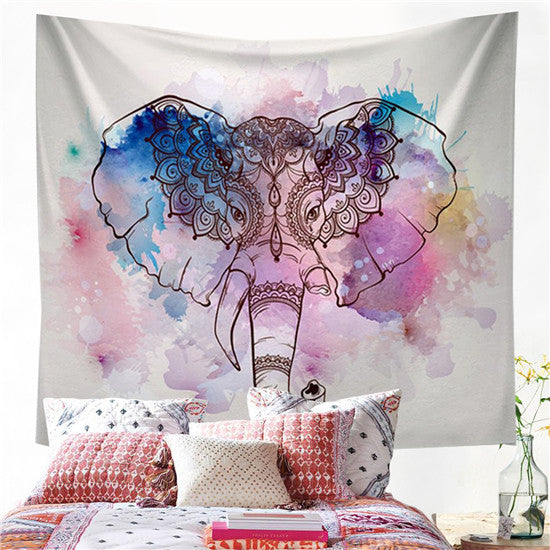 Blue Boho Elephant Tapestry Wall Hanging / Home Decor