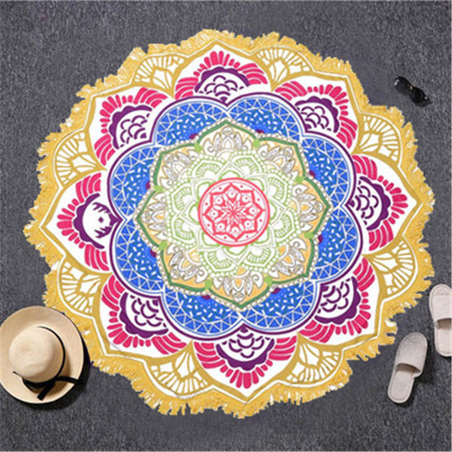 Tassel Indian Mandala Tapestry Beach Towel / Bohemian Yoga Mat / Bikini Cover up