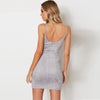 Spaghetti Strap Backless Lace-up Party Suede Bodycon Dress