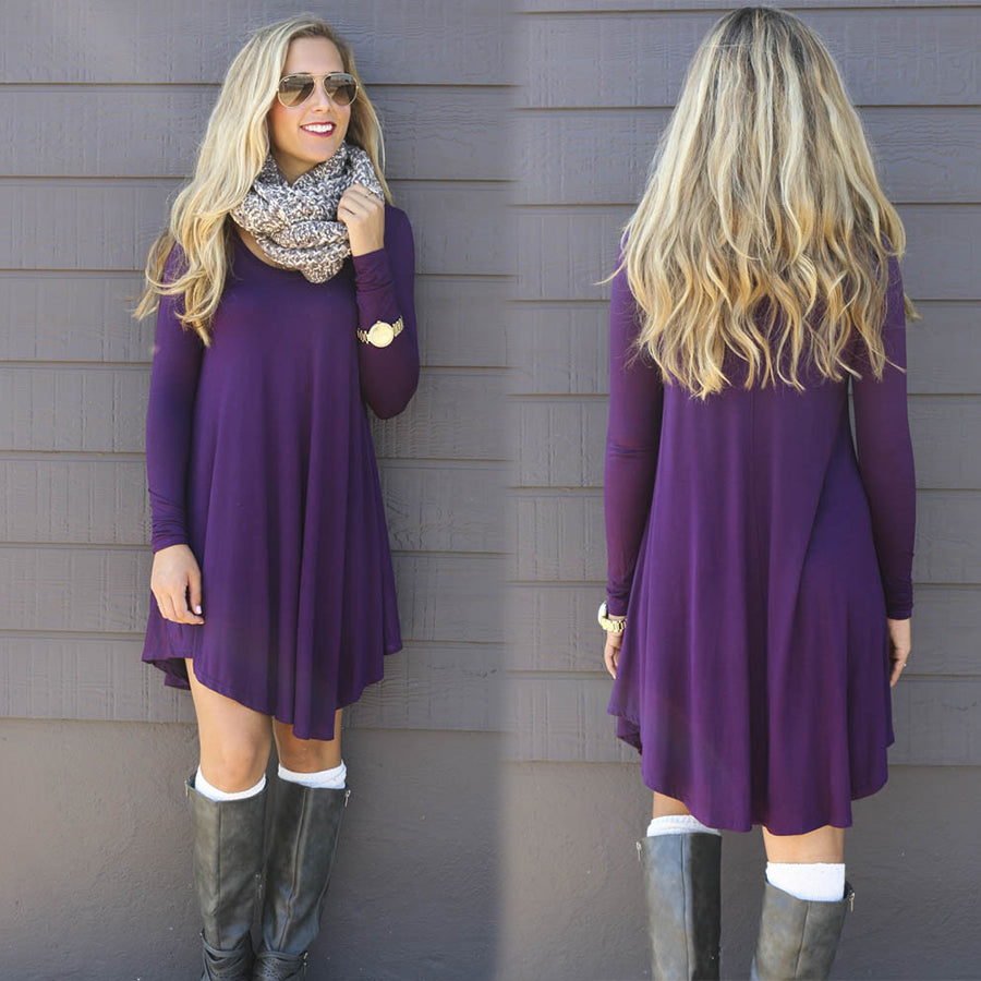 Casual Long Sleeve Mini Sweater Dress / Long Top