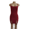 Spaghetti Strap Backless Lace-up Party Suede Bodycon Dress