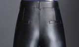 European High Waist PU Leather Wide Leg Pants