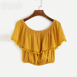 flirty off the shoulder yellow Beach Cover Up top