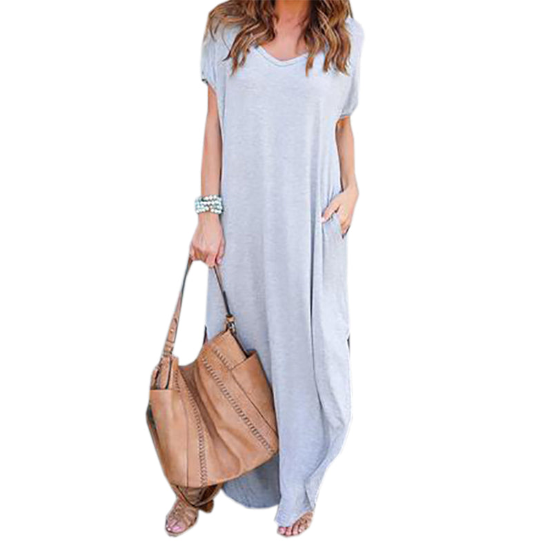 Long Sexy side split Maxi Casual  Dress with pockets