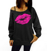Long Sleeve Sexy Lips print sweat shirt