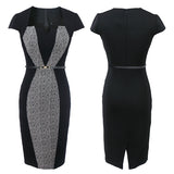 Elegant Square neck Office / Party  Lady Belted Dress