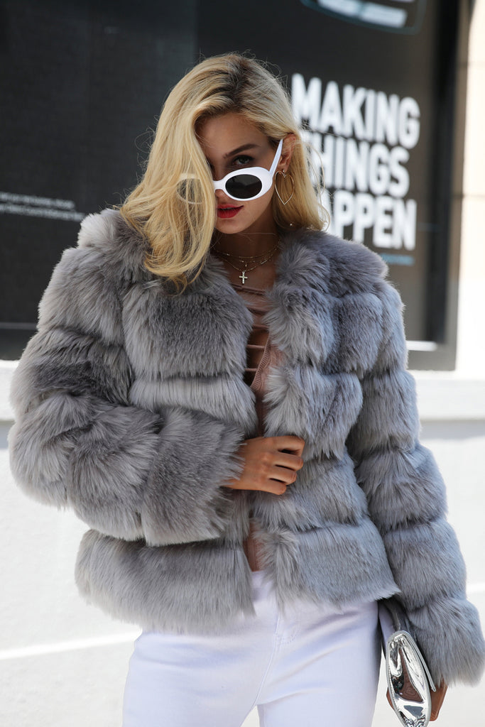 Vintage fluffy faux fur coat outerwear