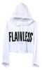 Stylish FLAWLESS Letter Hoody Crop Top Sweatshirt