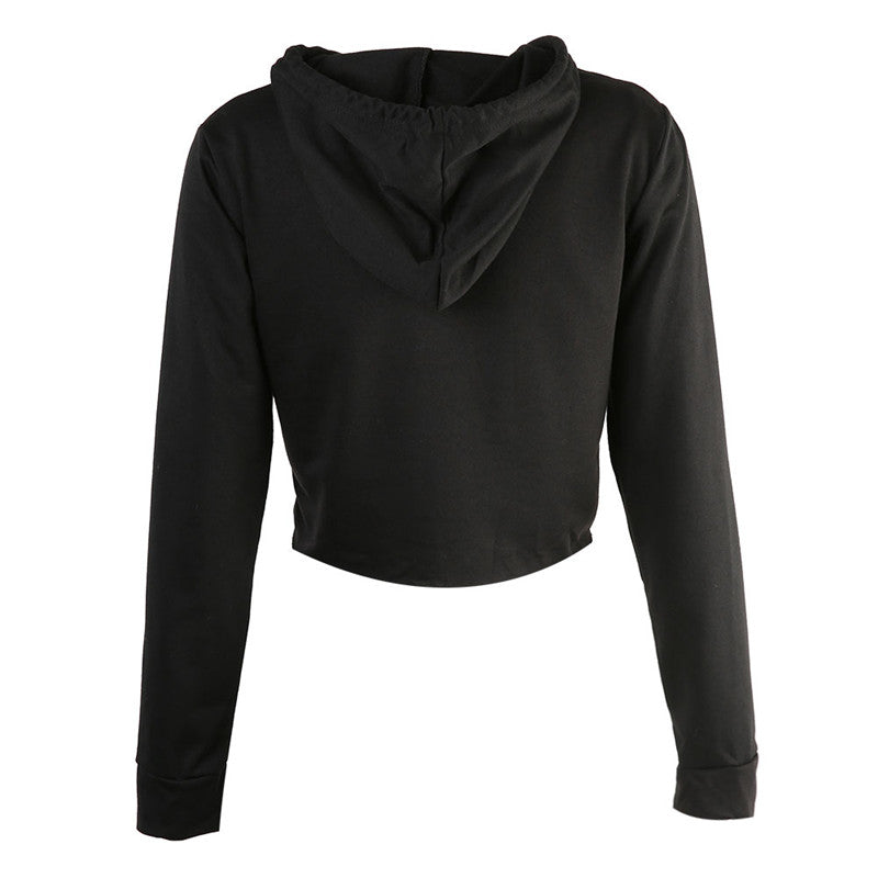 Stylish FLAWLESS Letter Hoody Crop Top Sweatshirt