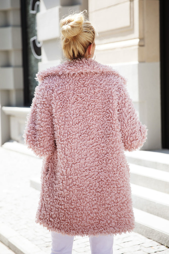 Warm winter faux fur coat Pink