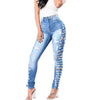Full Figure Fashionable High Waist Womens  Side Ripped Jeans