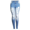 Full Figure Fashionable High Waist Womens  Side Ripped Jeans