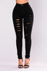 Womens Skinny High Waist Black Ripped  Stretchy Jeans