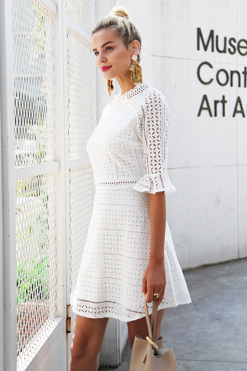 Elegant Vintage hollow out lace dress