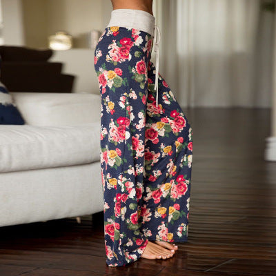 Womens Cozy Print Floral Sweatpants
