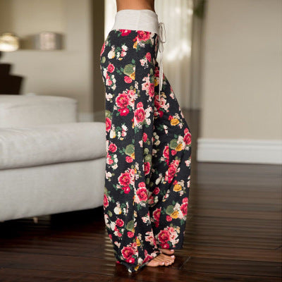 Womens Cozy Print Floral Sweatpants